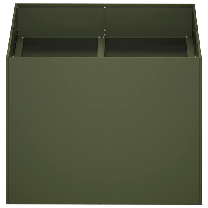 Trädgårdsplanterare Olivgrön 80 X 80 X 60 Cm Kallvalsat Stål
