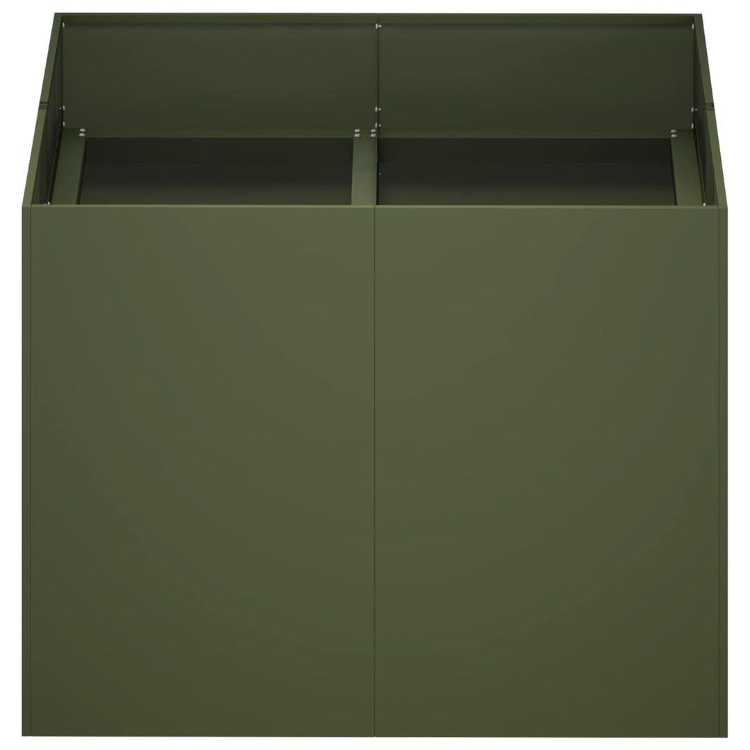 Trädgårdsplanterare Olivgrön 80 X 80 X 60 Cm Kallvalsat Stål