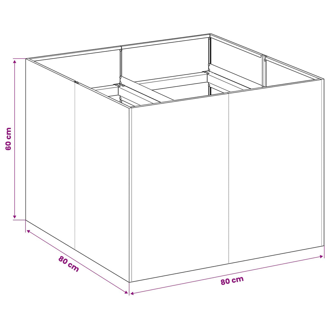 Trädgårdsplanterare Olivgrön 80 X 80 X 60 Cm Kallvalsat Stål