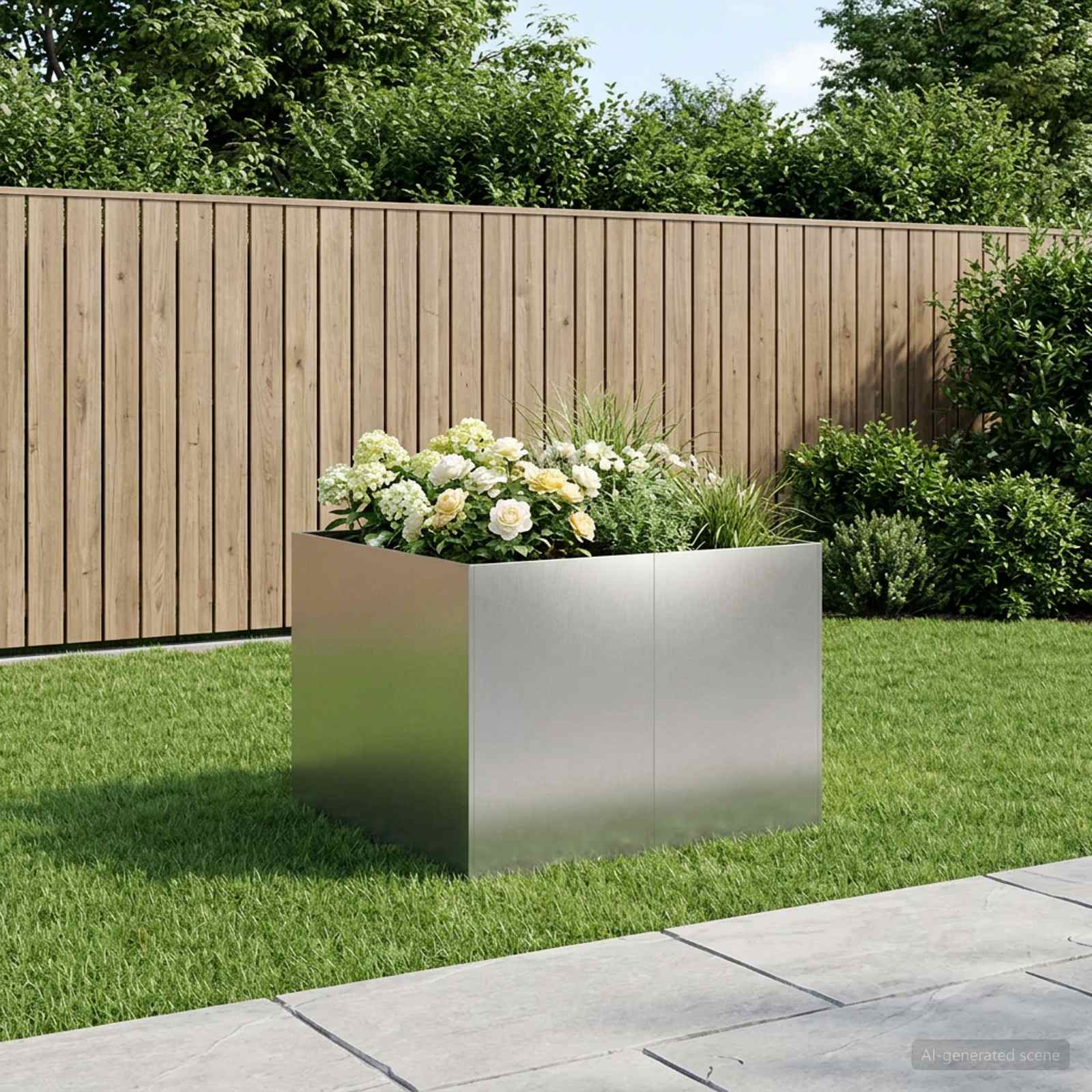 Trädgårdsplanterare Silver 80 X 80 X 60 Cm Rostfritt Stål
