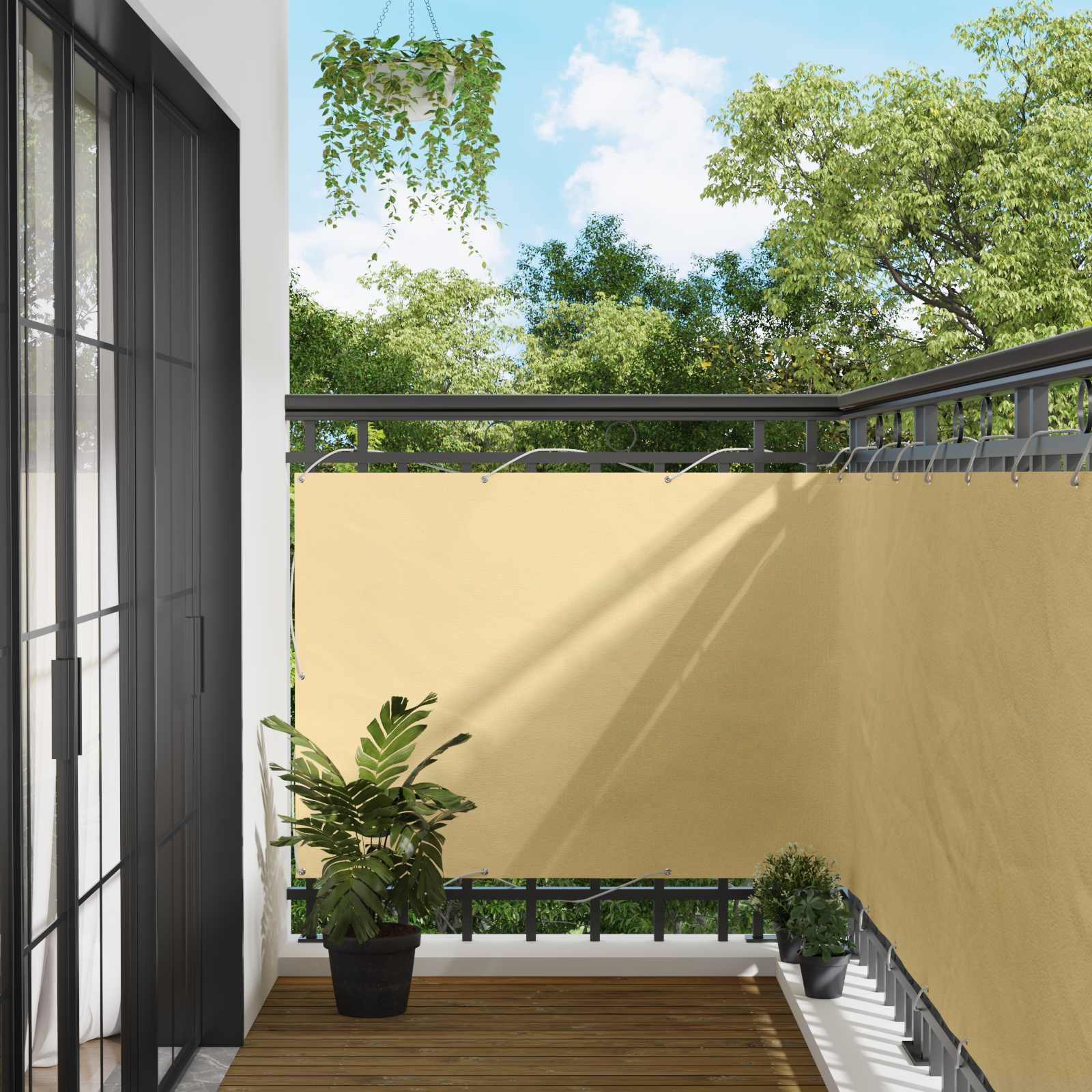 Balkong Skärm Sand 110 X 1000 Cm Oxford Tyg