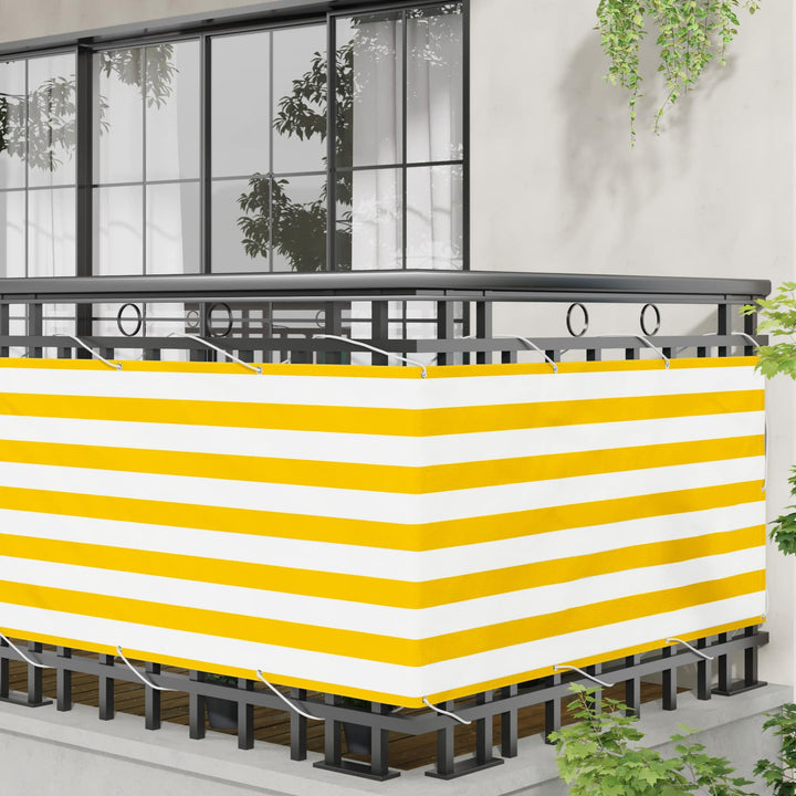 Balkong Skärm 75 X 200 Cm Oxford Tyg Rektangulär Gul Och Vit