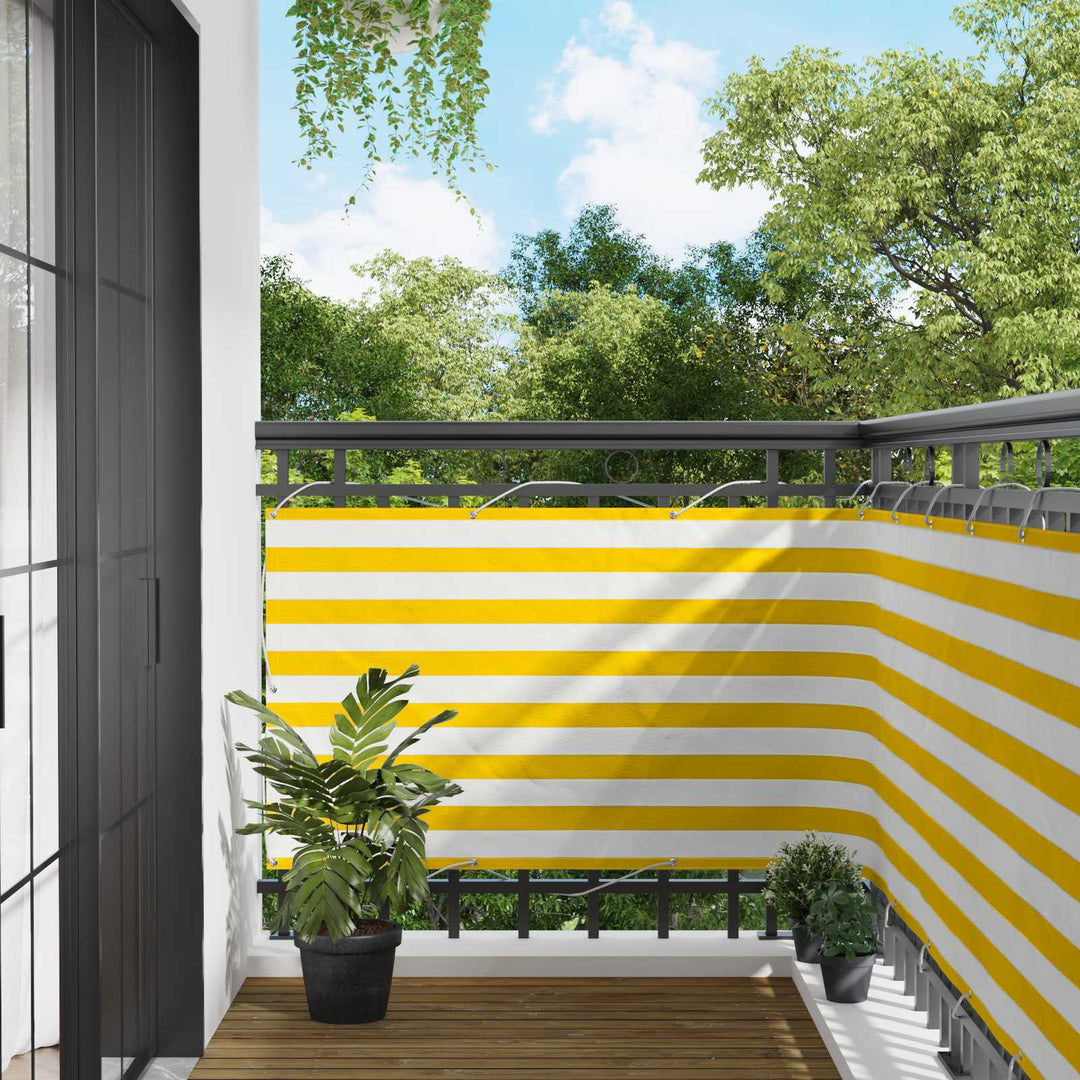Balkong Skärm 100 X 500 Cm Oxford Tyg Rektangulär Gul Och Vit