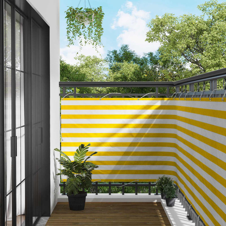 Balkong Skärm 110 X 800 Cm Oxford Tyg Rektangulär Gul Och Vit