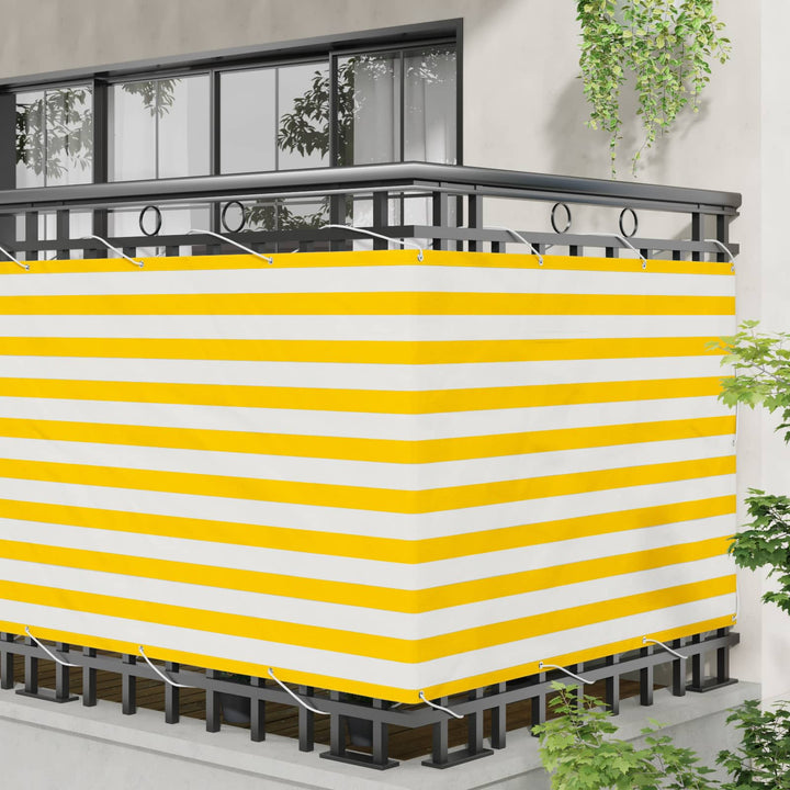 Balkong Skärm 110 X 800 Cm Oxford Tyg Rektangulär Gul Och Vit