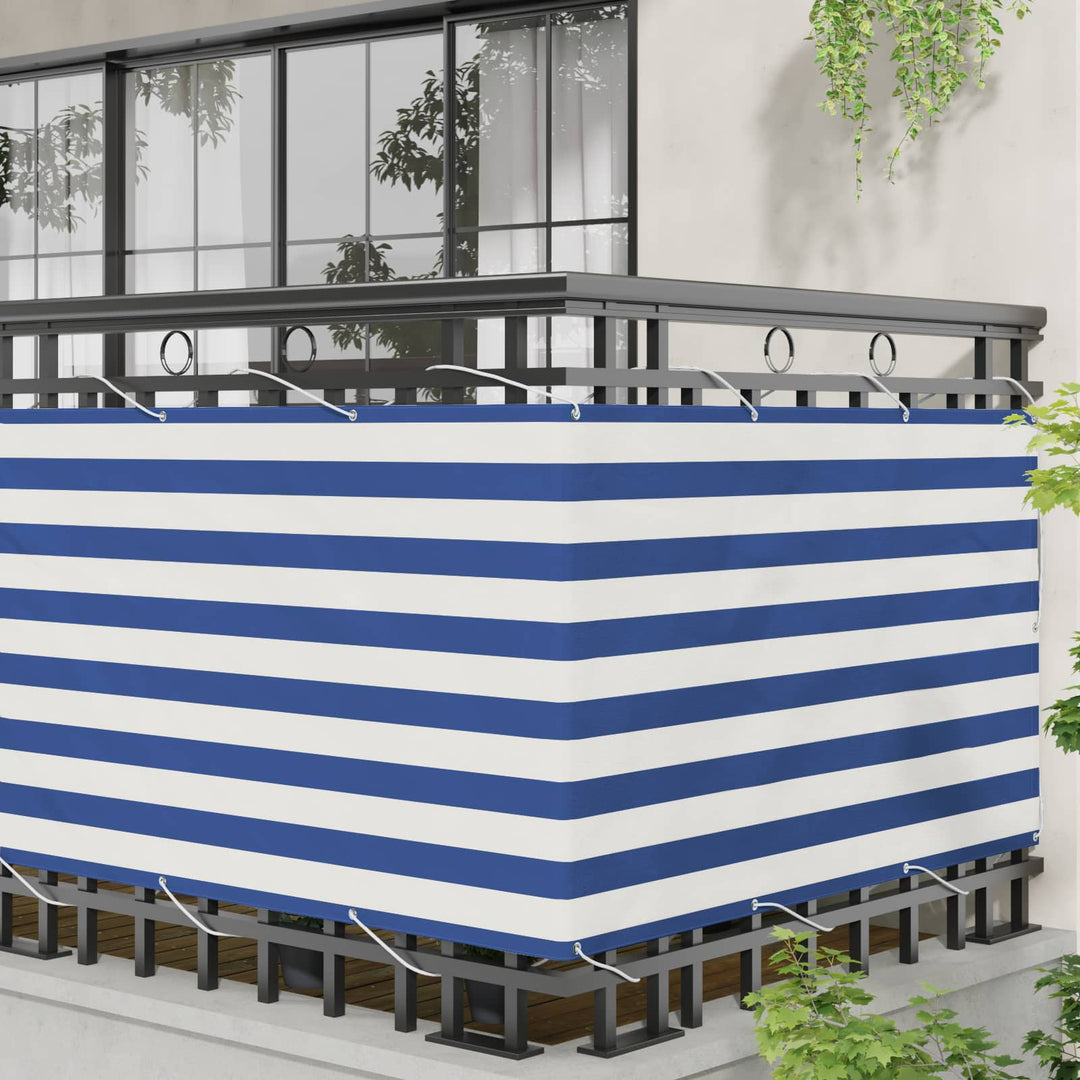 Balkong Skärm 100 X 400 Cm Oxford Tyg Rektangulär Blå Och Vit