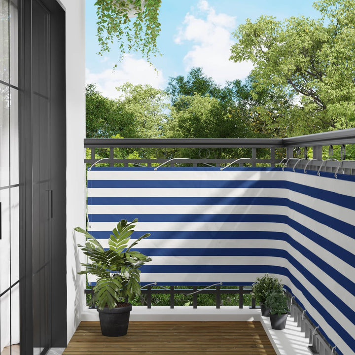 Balkong Skärm 100 X 800 Cm Oxford Tyg Rektangulär Blå Och Vit