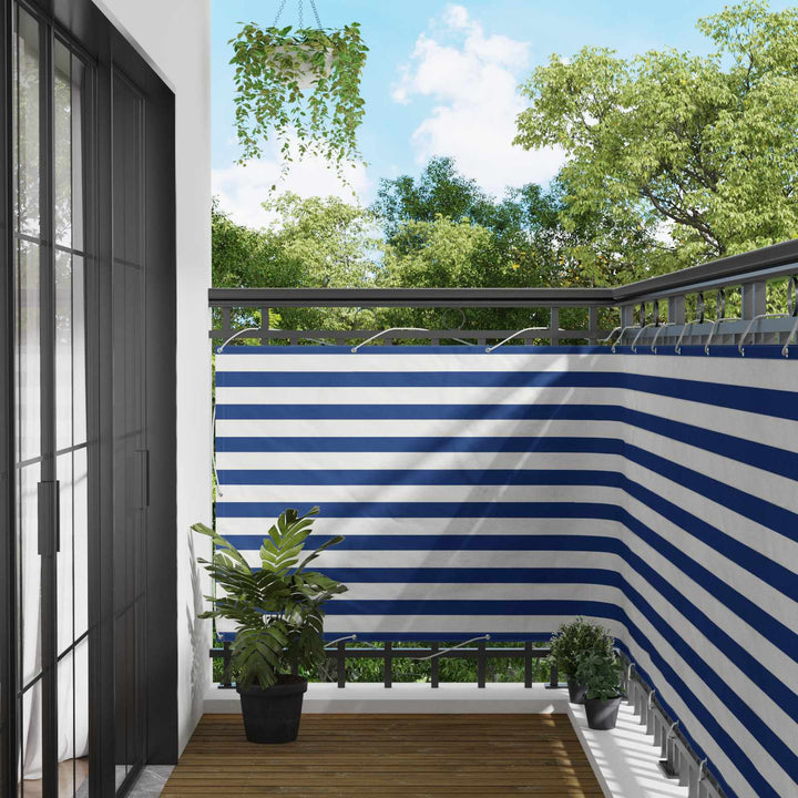 Balkong Skärm 120 X 200 Cm Oxford Tyg Rektangulär Blå Och Vit
