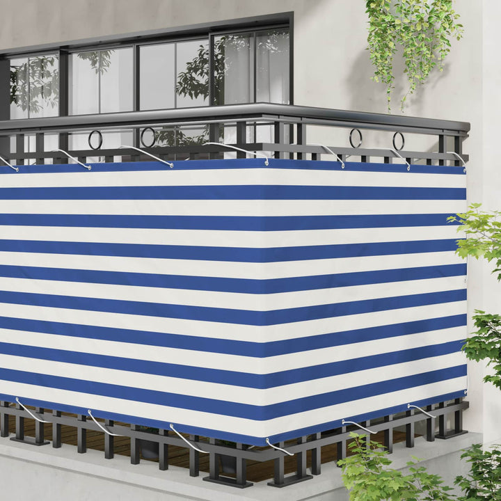 Balkong Skärm 120 X 200 Cm Oxford Tyg Rektangulär Blå Och Vit
