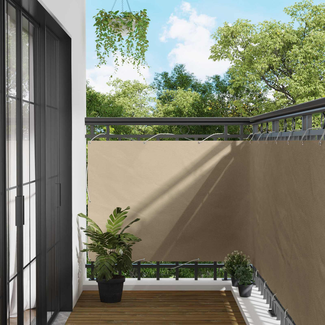 Balkong Skärm Beige 110 X 500 Cm Oxford Tyg