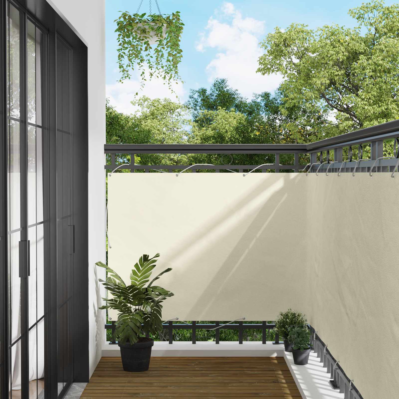 Balkong Skärm Kräm 110 X 400 Cm Oxford Tyg