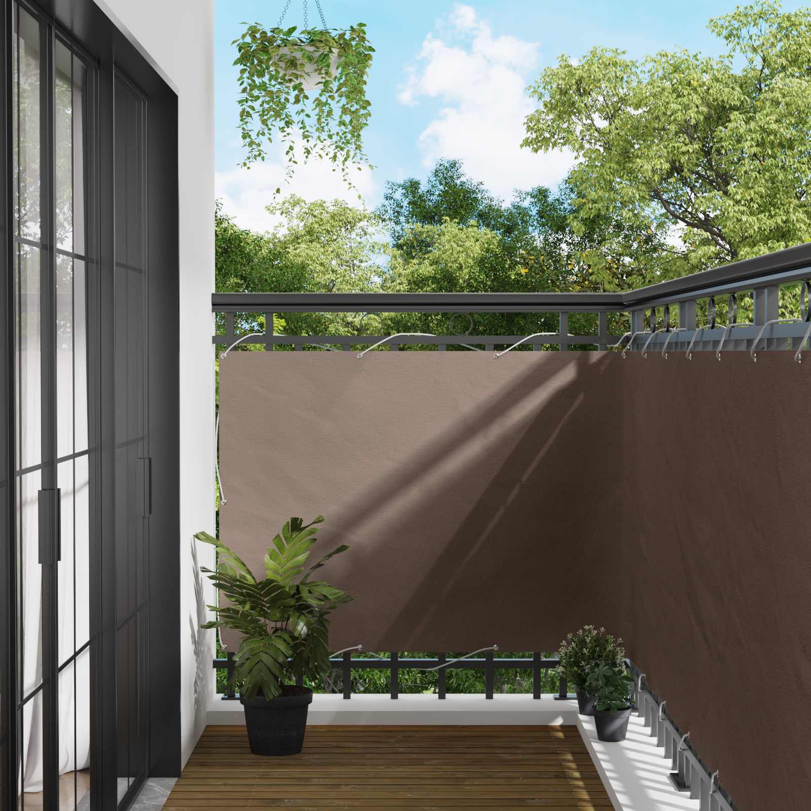 Balkong Skärm Taupe 110 X 500 Cm Oxford Tyg