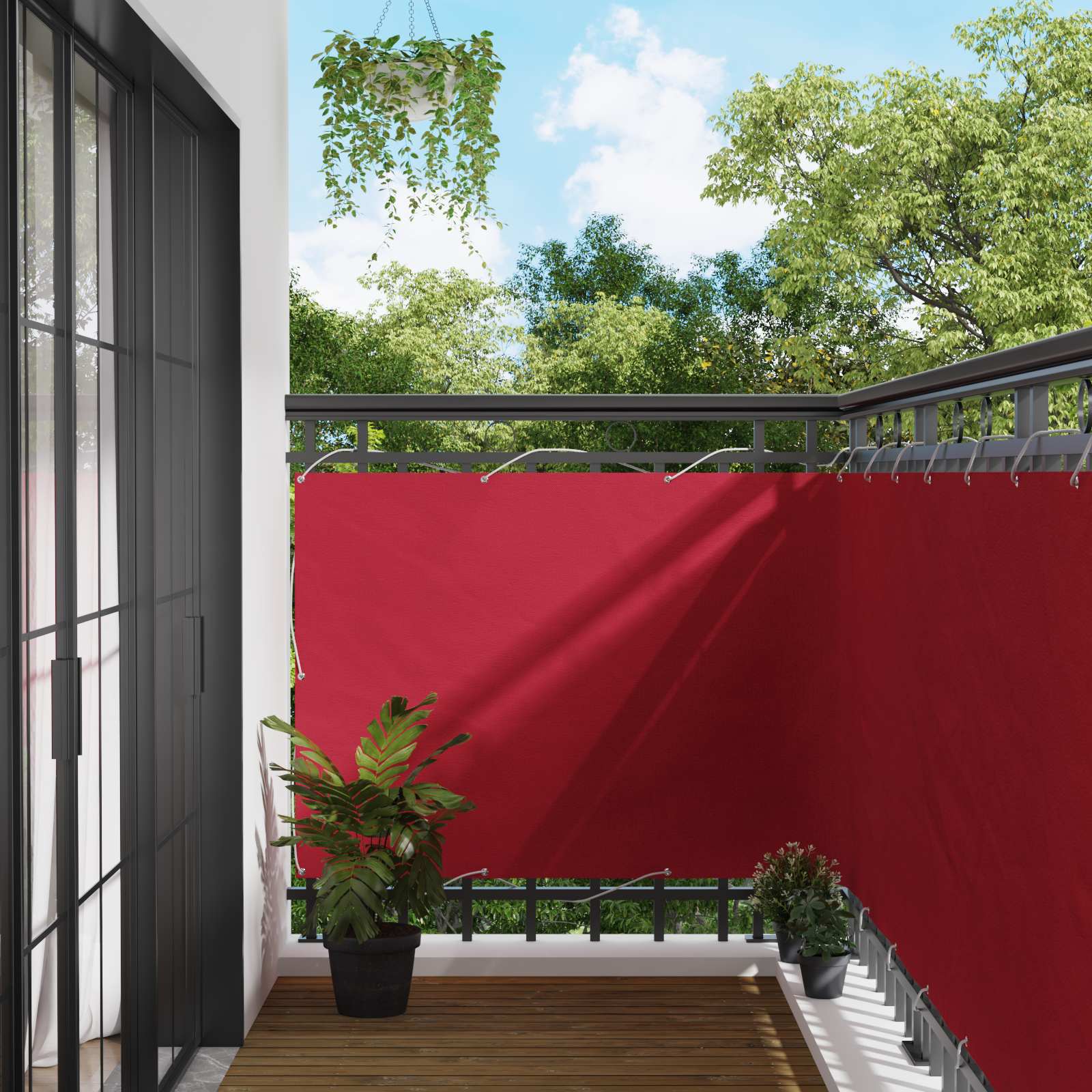 Balkong Skärm Röd 110 X 800 Cm Oxford Tyg