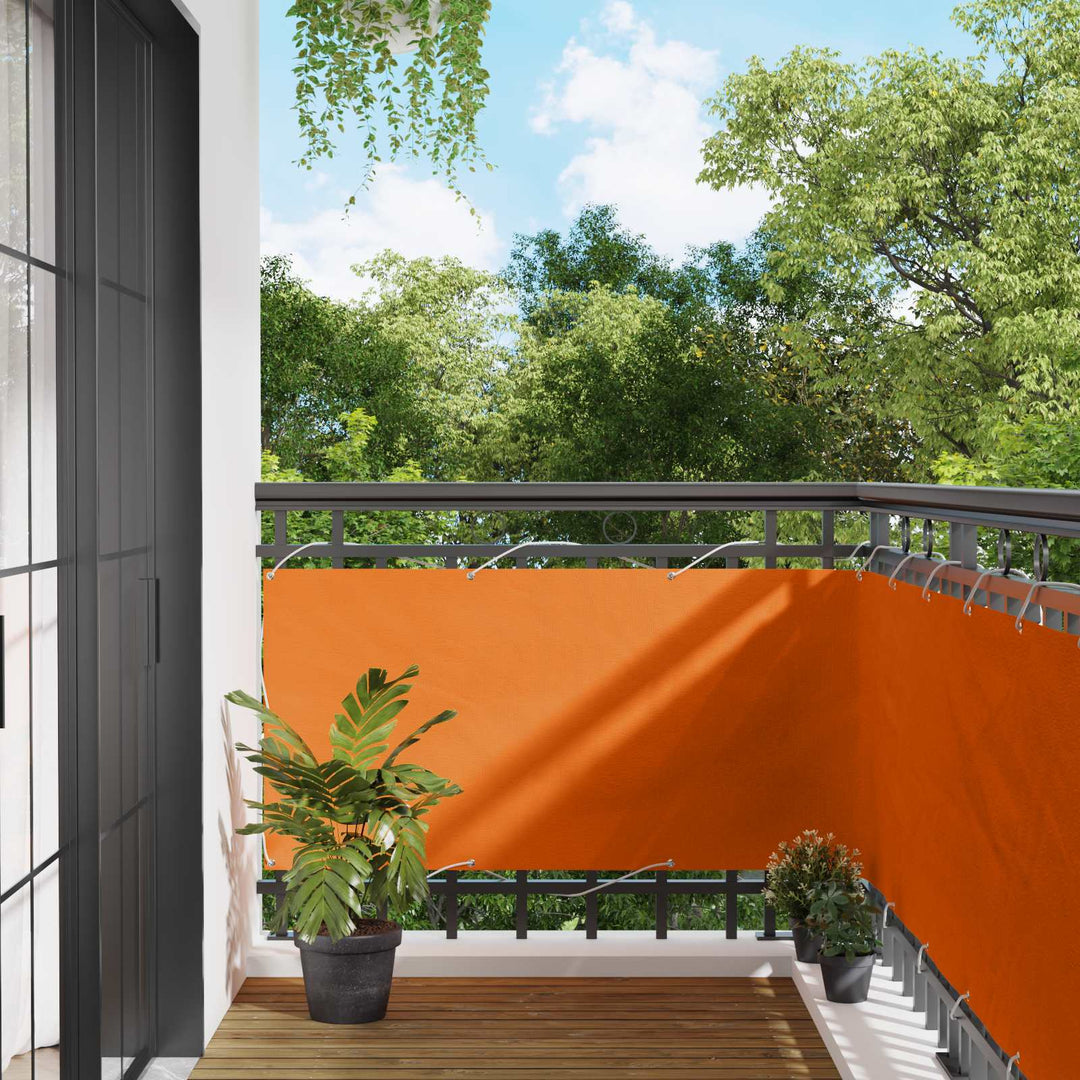 Balkong Skärm Orange 75 X 200 Cm Pu-Belagt Oxford Alu
