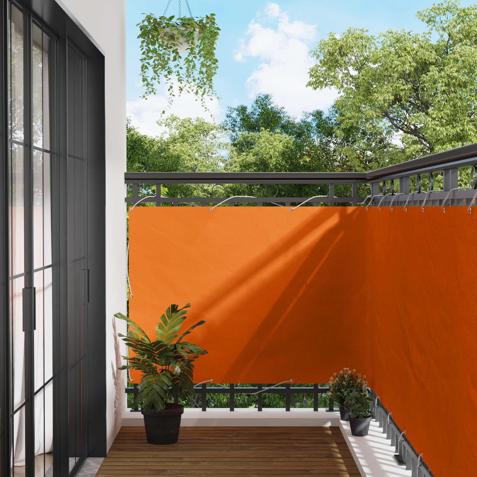 Balkong Skärm Orange 110 X 600 Cm Oxford Tyg