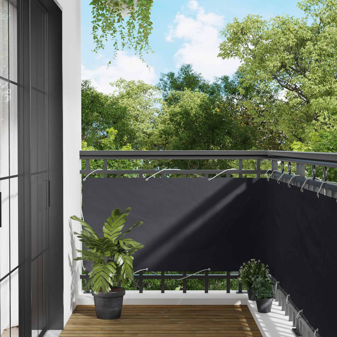 Balkong Skärm Svart 75 X 200 Cm Pu-Belagt Oxford Alu
