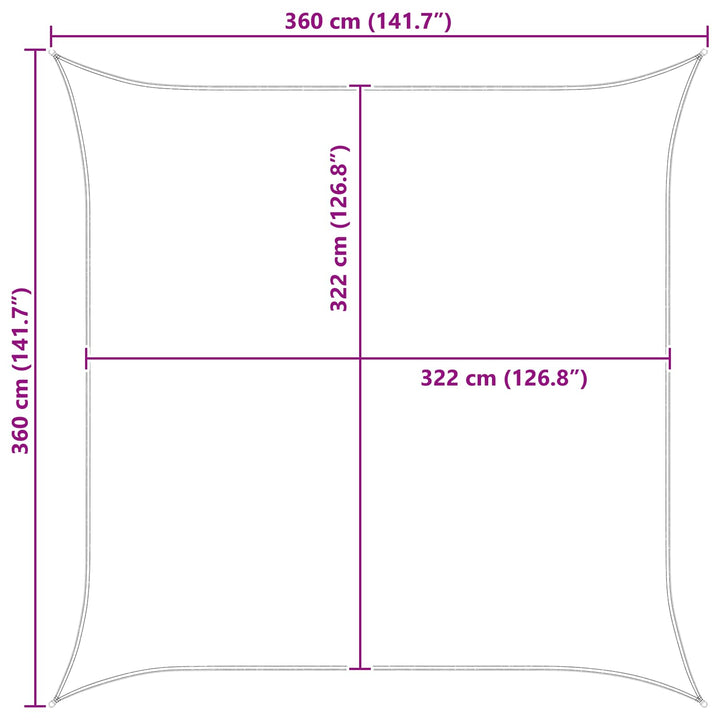 Utomhus Solsätt Segel 3,6 X 3,6 M 100% Polyester Oxford