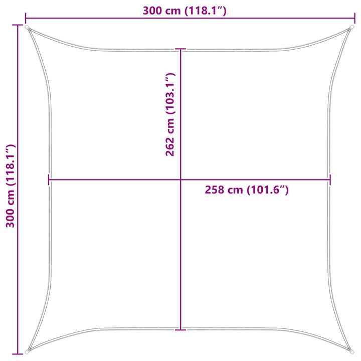 Utomhus Solsätt Segel 3 X 3 M 100% Polyester Oxford