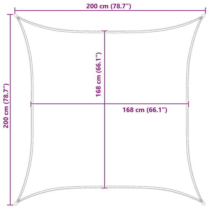 Solskugge Segel 2 X 2 M 100% Polyester Oxford Fyrkantig