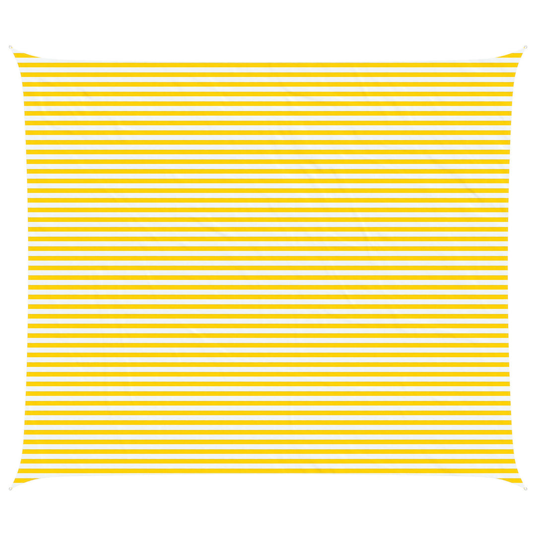 Solskugge Segel Gul Och Vit 7 X 6 M 100% Polyester Oxford