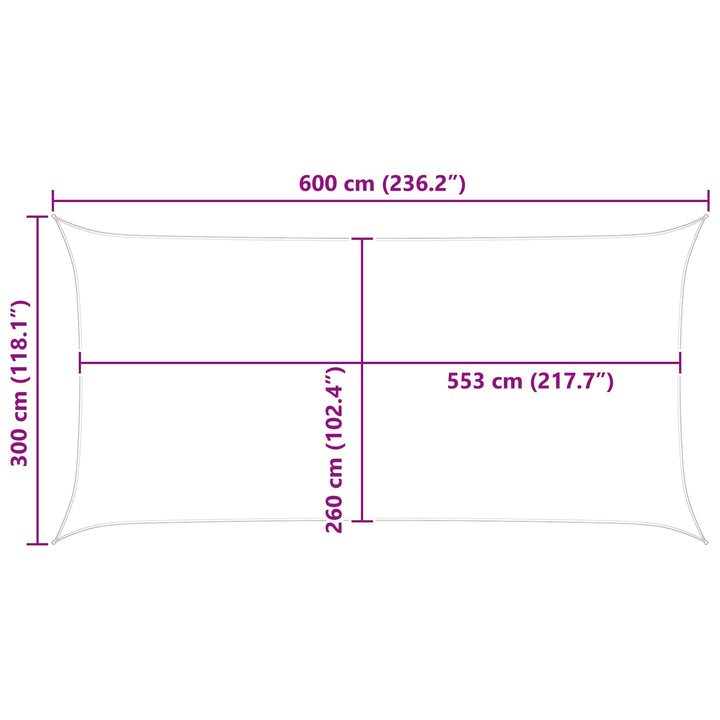 Solskugge Segel Ljusgrå Och Vit. 6 X 3 M 100% Polyester Oxford