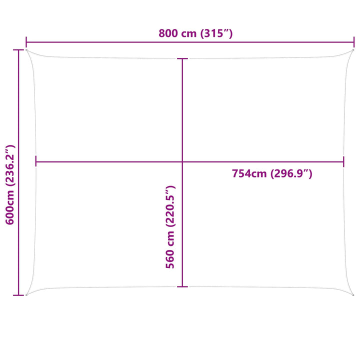 Solskugge Segel Ljusgrå Och Vit. 8 X 6 M 100% Polyester Oxford