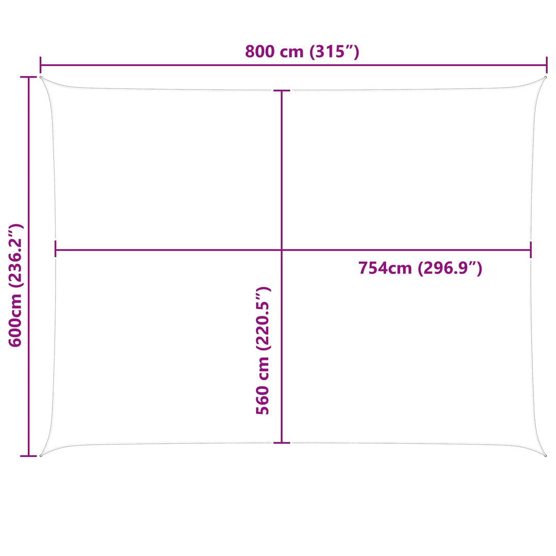 Solskugge Segel Ljusgrå Och Vit. 8 X 6 M 100% Polyester Oxford