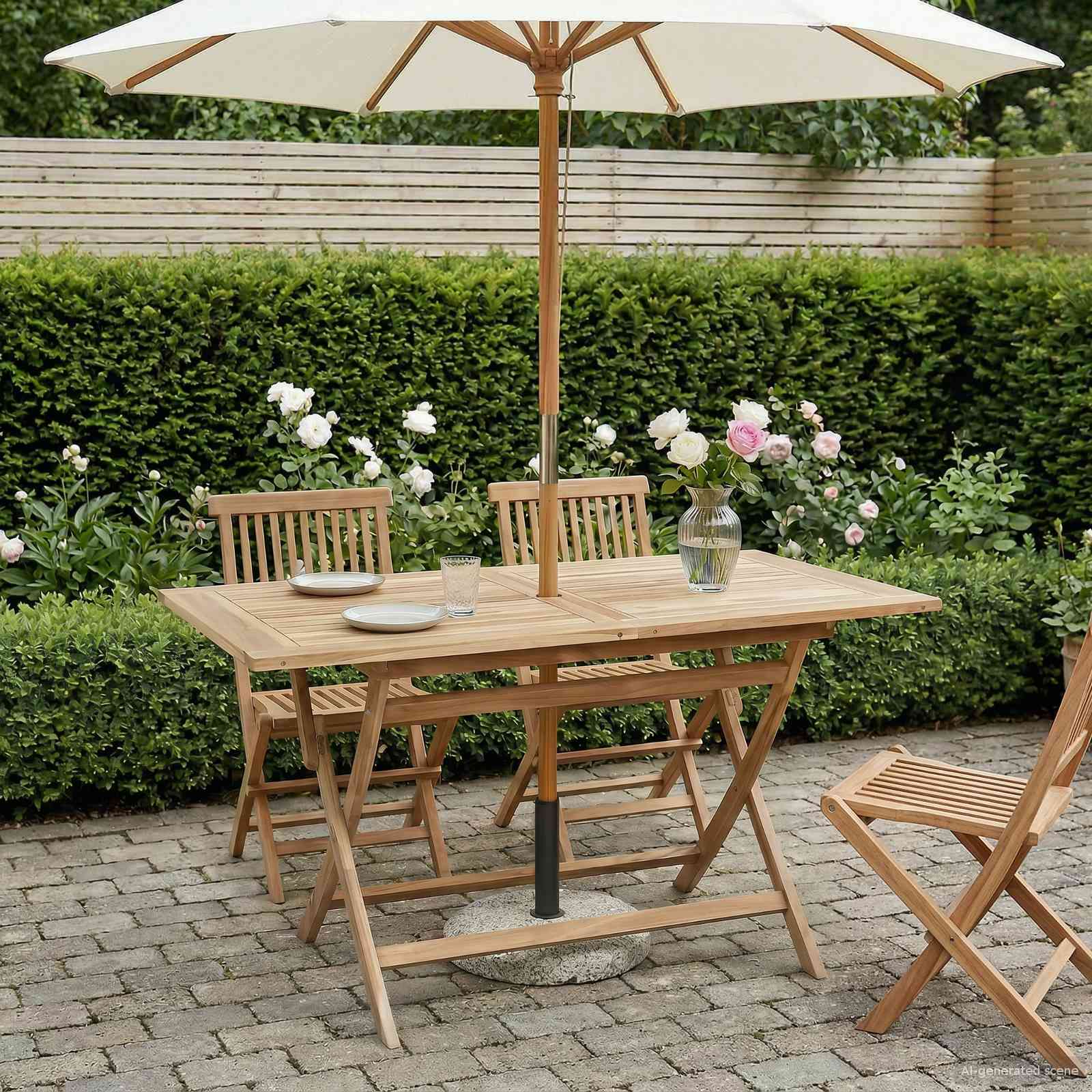 Hopfällbart Trädgårdsbord Naturlig 120 X 70 X 75,5 Cm