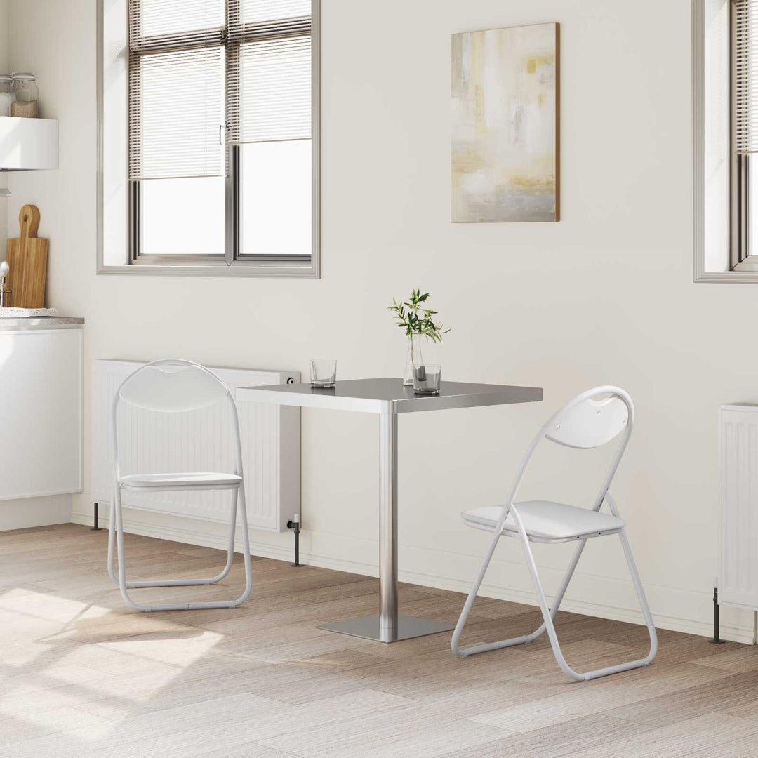 Fällstol 2 Pcs Vit 48 X 43,5 X 81 Cm Konstläder