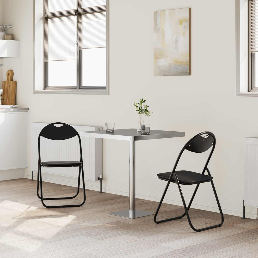 Fällstol 2 Pcs Svart 48 X 43,5 X 81 Cm Konstläder