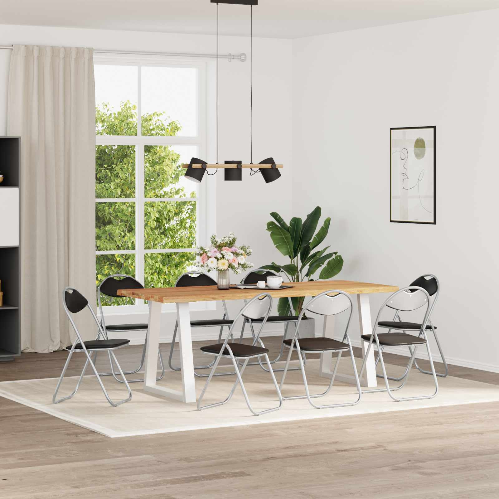 Fällstol 8 Pcs Svart Och Grå 48 X 43,5 X 81 Cm Konstläder