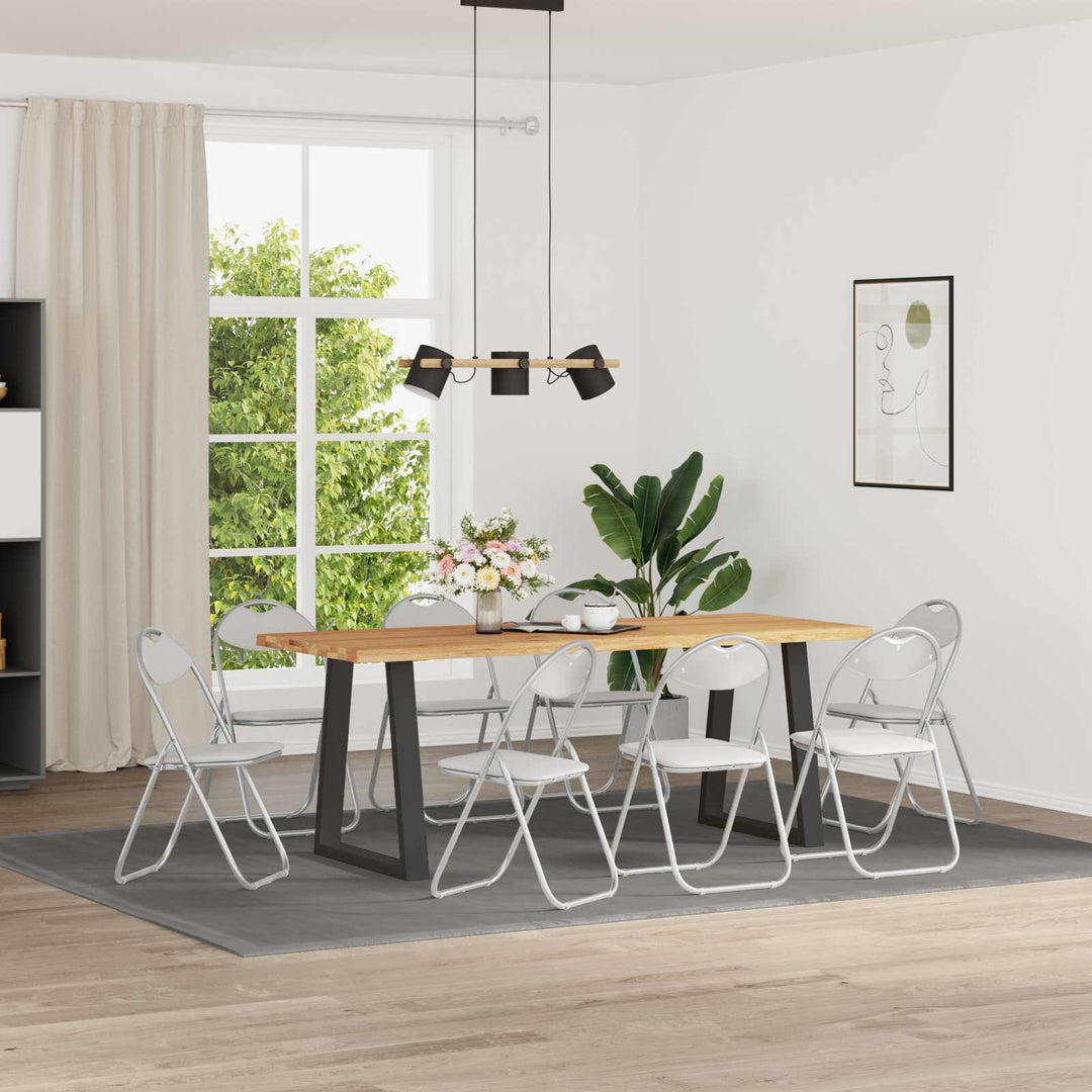 Fällstol 8 Pcs Vitt Och Grått 48 X 43,5 X 81 Cm Konstläder