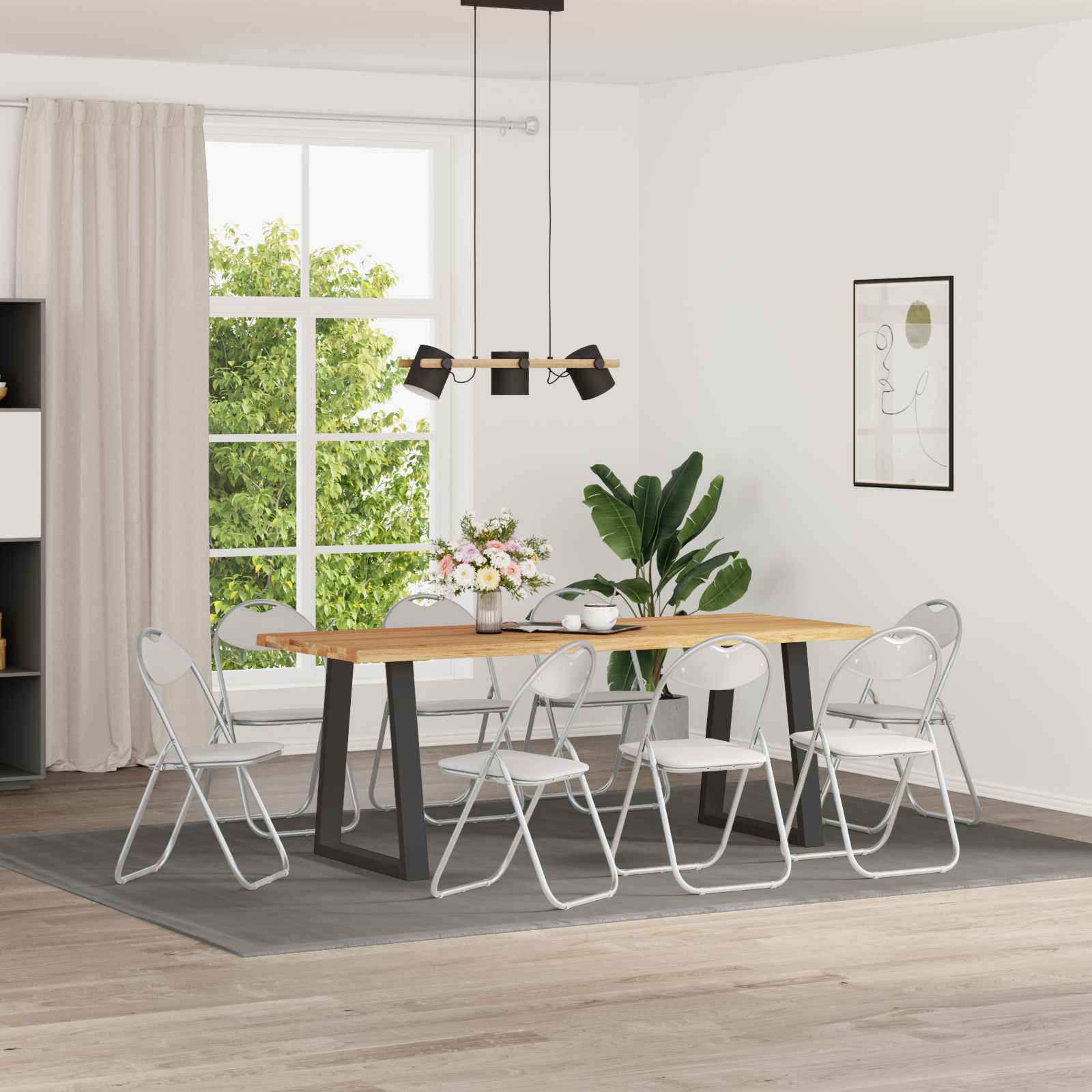 Fällstol 8 Pcs Vitt Och Grått 48 X 43,5 X 81 Cm Konstläder