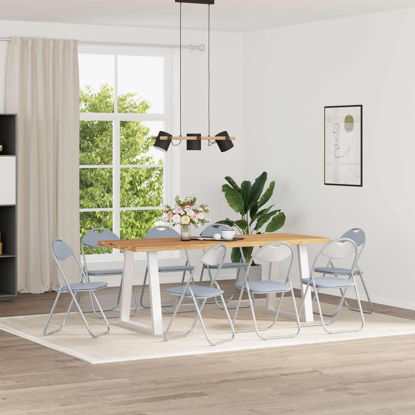 Fällstol 8 Pcs Grå 48 X 43,5 X 81 Cm Konstläder
