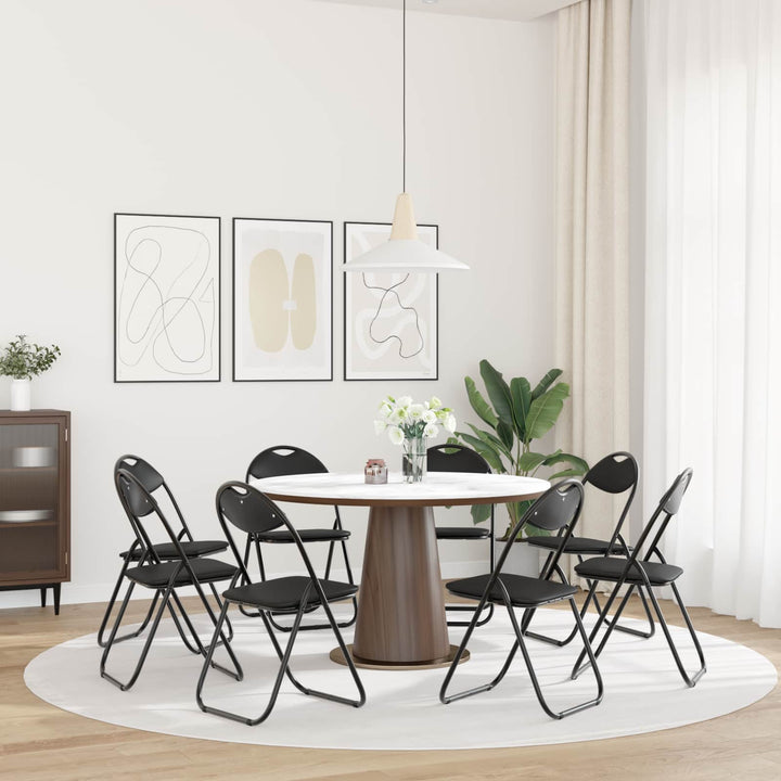 Fällstol 8 Pcs Svart 48 X 43,5 X 81 Cm Konstläder