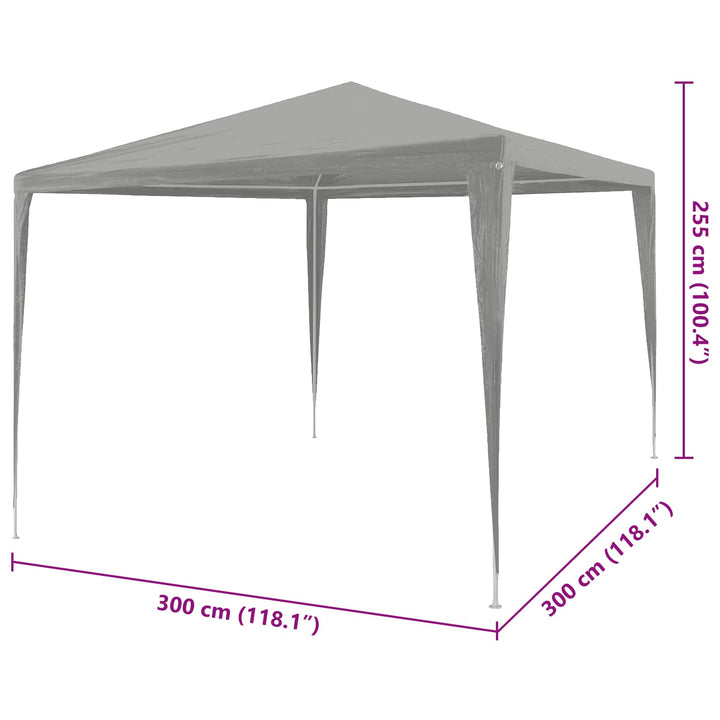 Partytält Ljusgrå 300 X 300 X 255 Cm Pe Och Stål