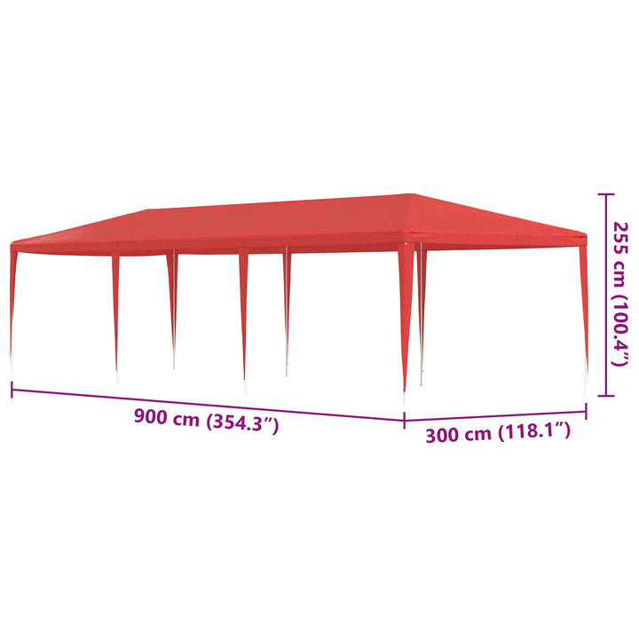 Partytält Röd 900 X 300 X 255 Cm Pe Och Stål