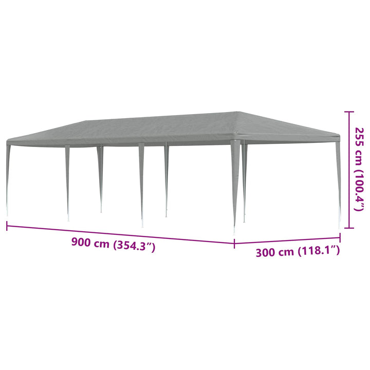 Partytält Ljusgrå 900 X 300 X 255 Cm Pe Och Stål