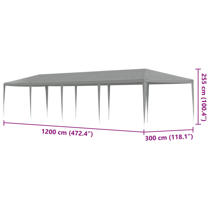 Partytält Ljusgrå 1200 X 300 X 255 Cm Pe Och Stål