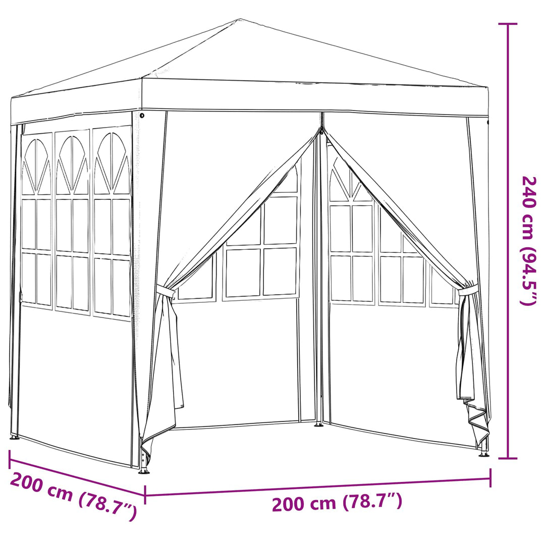 Partytält Ljusgrå 200 X 200 X 240 Cm Pe Och Stål
