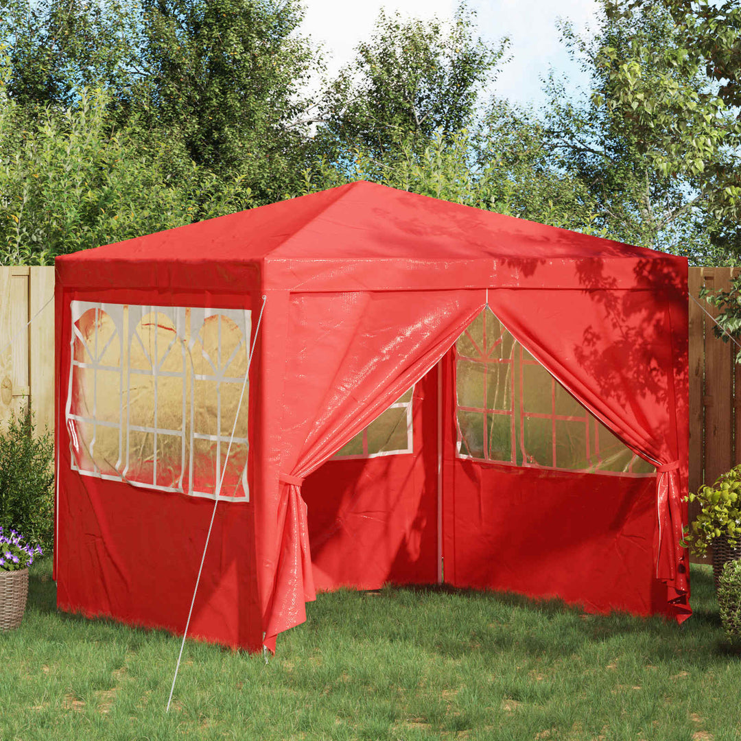 Partytält Röd 250 X 250 X 240 Cm Pe Och Stål