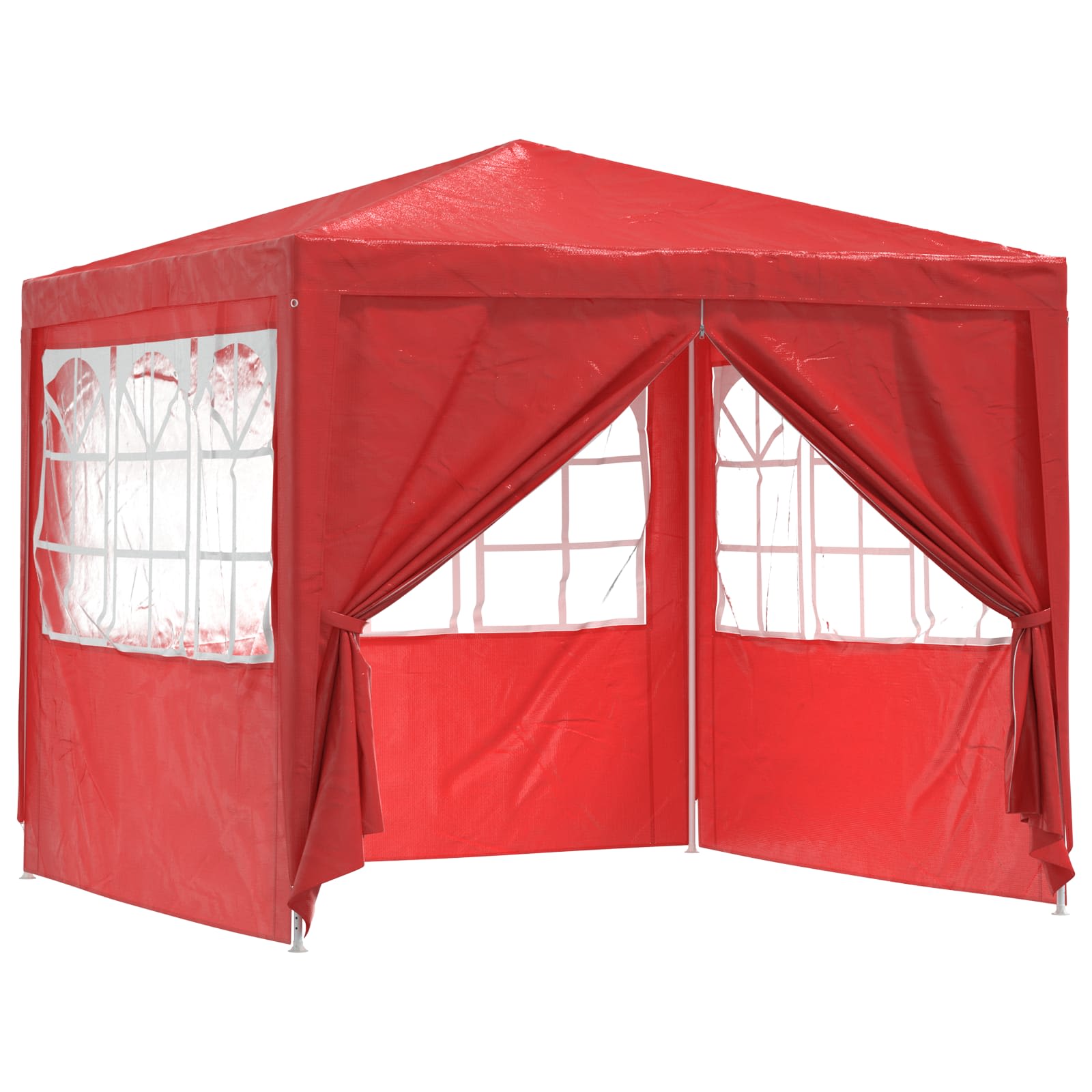 Partytält Röd 250 X 250 X 240 Cm Pe Och Stål
