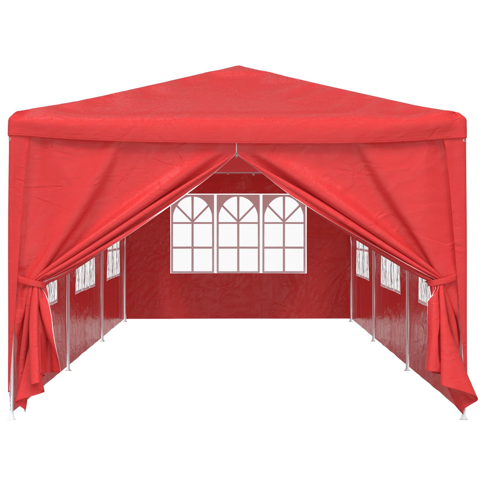 Partytält 900 X 300 X 255 Cm Röd Pe Och Stål