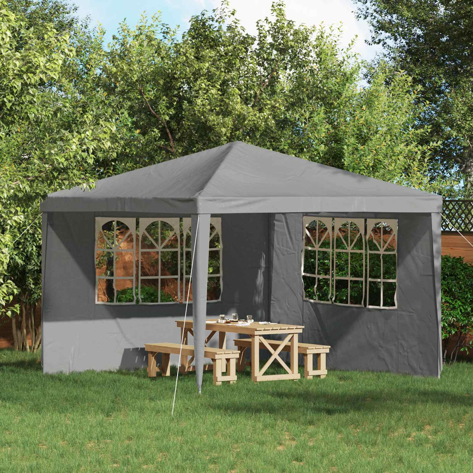 Partytältvägg 2 St 300 X 195 Cm Ljusgrå Pe Och Stål