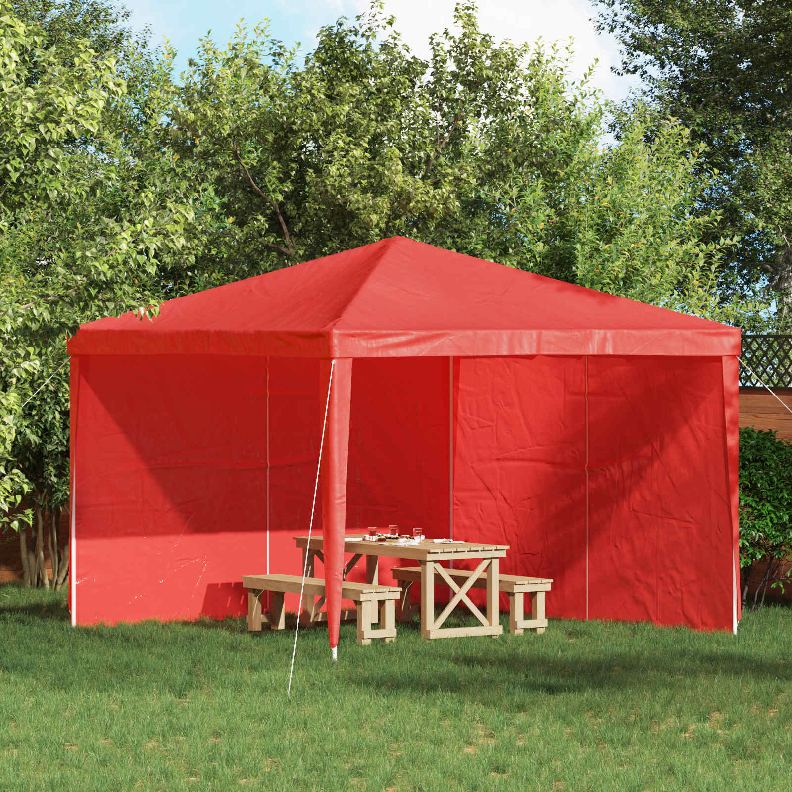 Partytältvägg 2 Pcs Röd 300 X 195 Cm Pe Och Stål