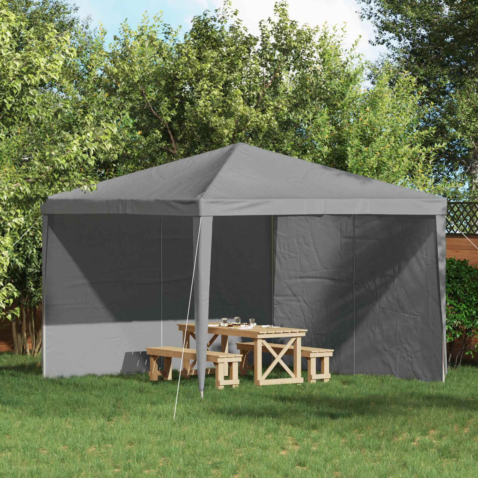 Partytältvägg 2 St 300 X 195 Cm Ljusgrå Pe Och Stål