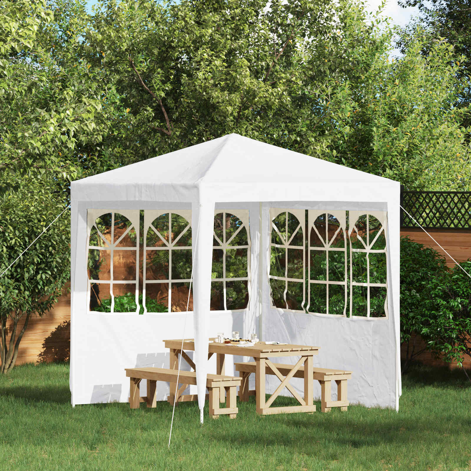Partytältvägg 2 St 200 X 195 Cm Vit Pe Och Stål