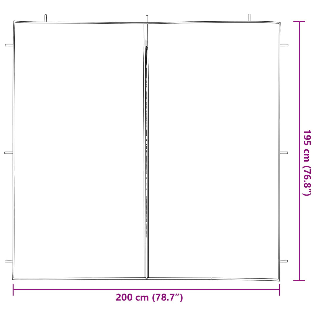 Partytältvägg 2 Pcs Blå 200 X 195 Cm Pe Och Stål