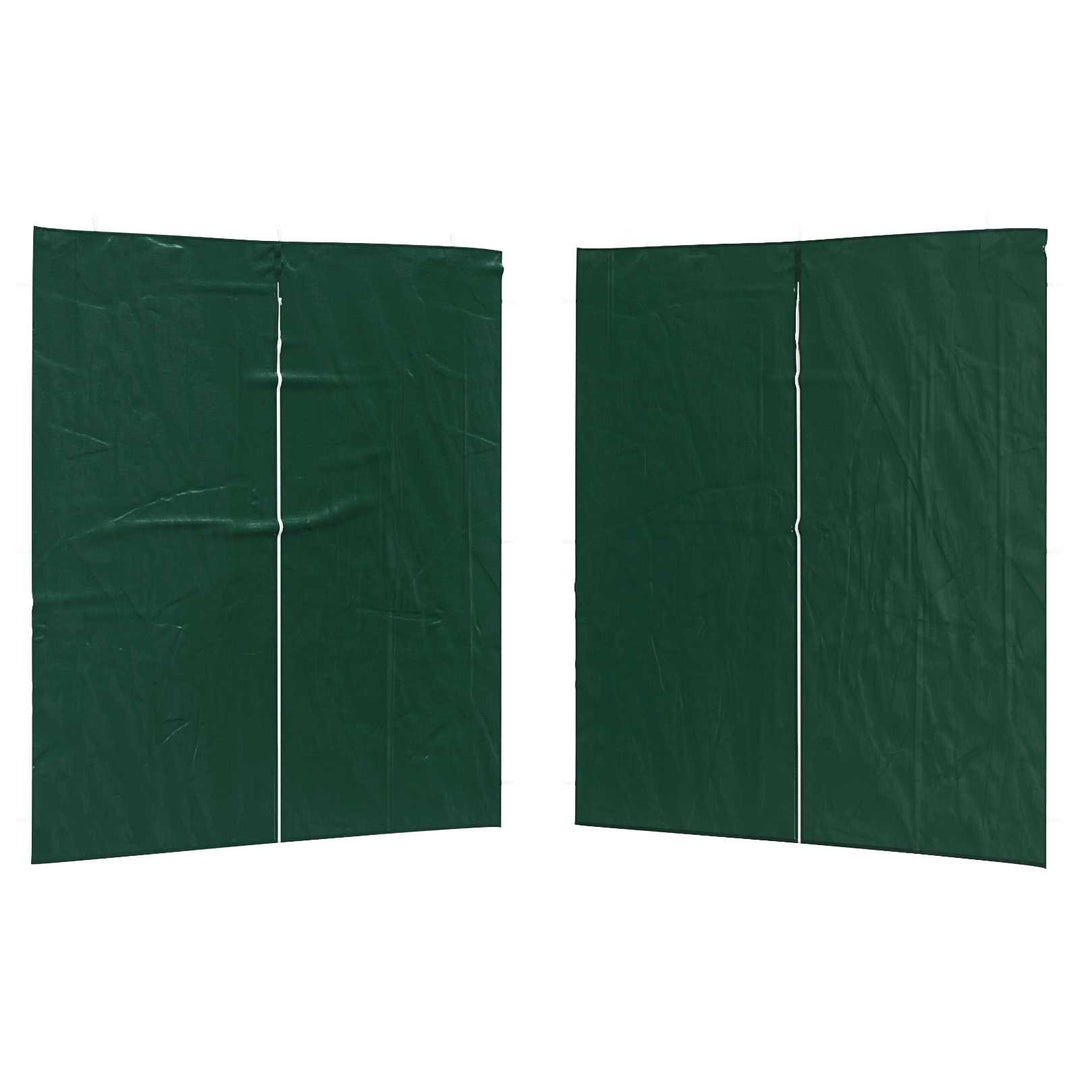 Partytältvägg 2 Pcs Grön 200 X 195 Cm Pe Och Stål