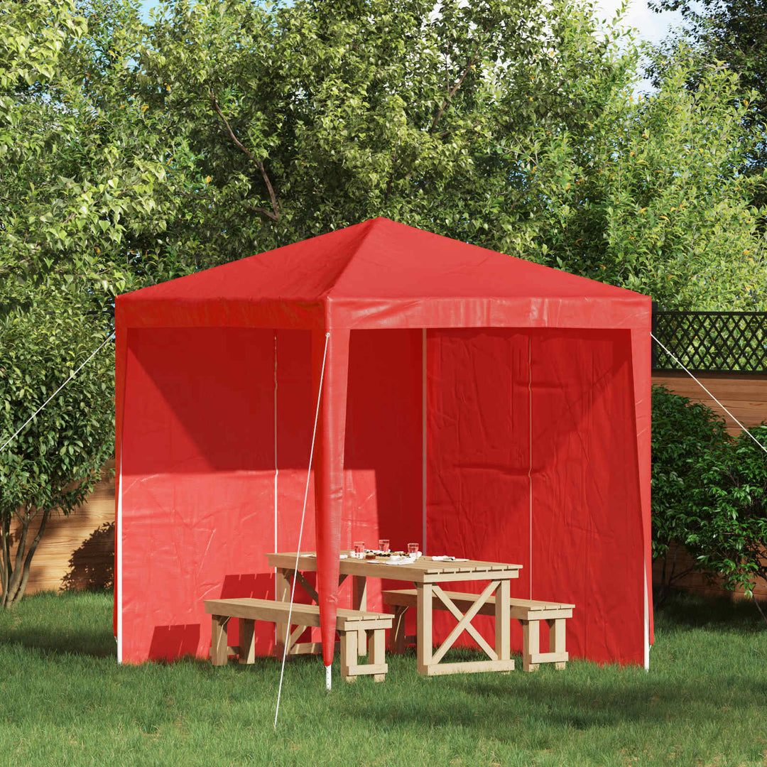 Partytältvägg 2 Pcs Röd 200 X 195 Cm Pe Och Stål